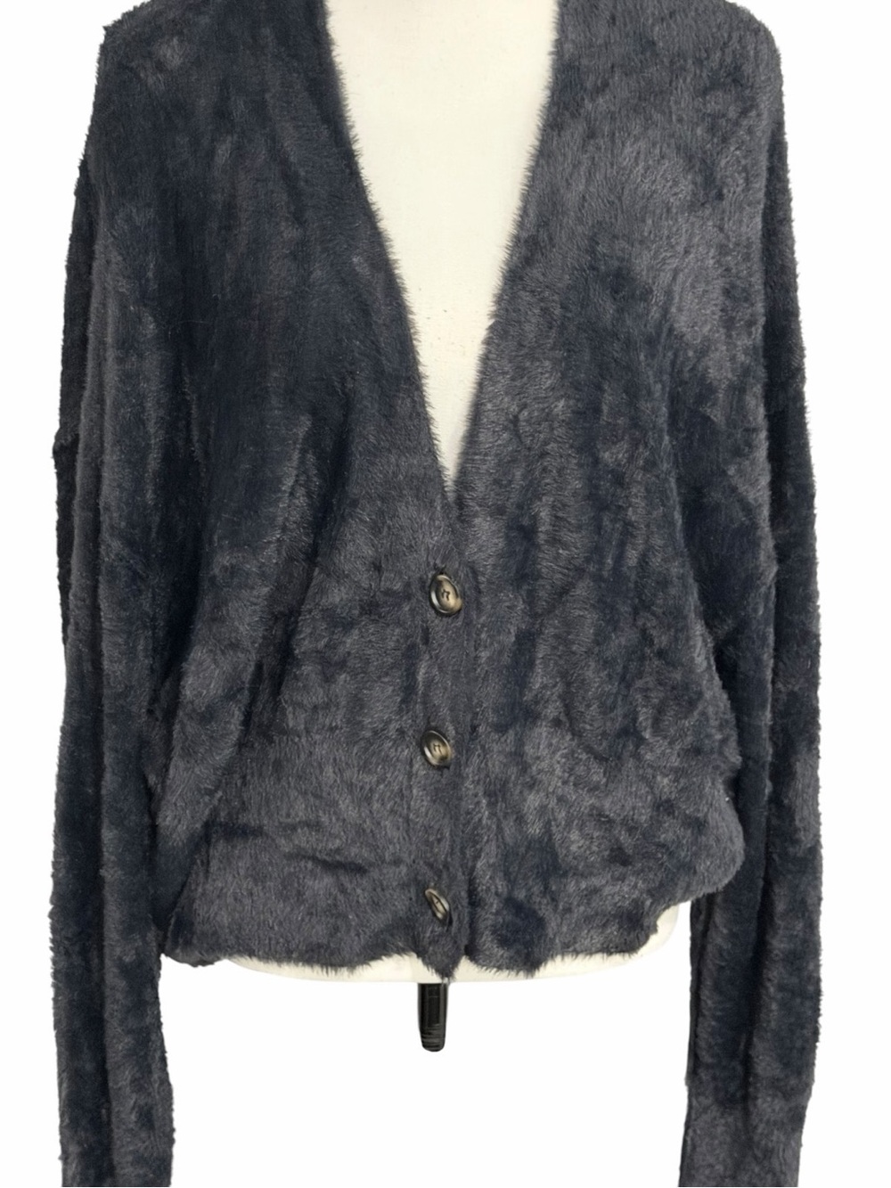 Free People Plush Fuzzy 3 button Cardigan sz unknown - guessing XL